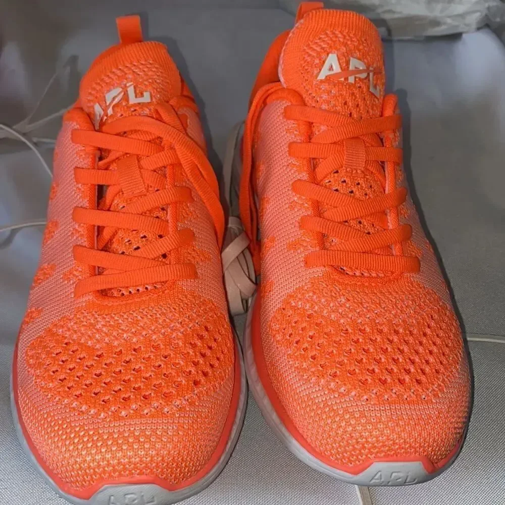 APL TECHLOOM PRO KNIT RUNNING SNEAKERS NEW NEON ORANGE 7.5